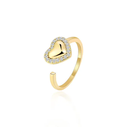 Korea Jewelry Women’s Ring Love Heart Open Ring - Plated Brass jewelry made by BlueOne Jewelry