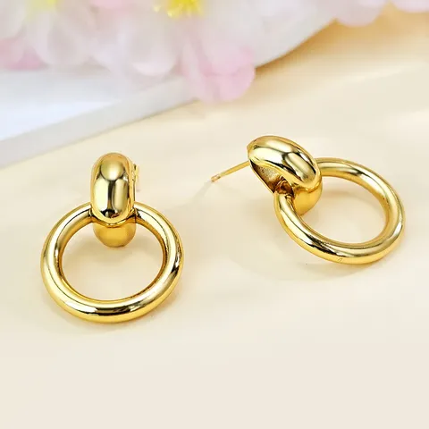 Korean Fashion Circular French Vintage-style Fashion Earrings & Studs for Women - Plated Brass jewelry made by BlueOne Jewelry