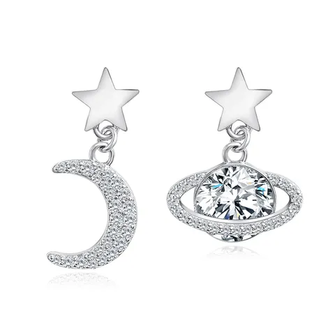 Korean Planet Asymmetric Light Luxury Temperament Fashion Niche High-level Design Sense Stud Earrings - Plated Brass jewelry made by BlueOne Jewelry
