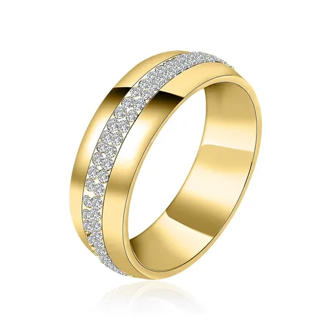 Korean Version of the Niche Titanium Steel Double Row Diamond Ring - Stainless Steel jewelry made by BlueOne Jewelry