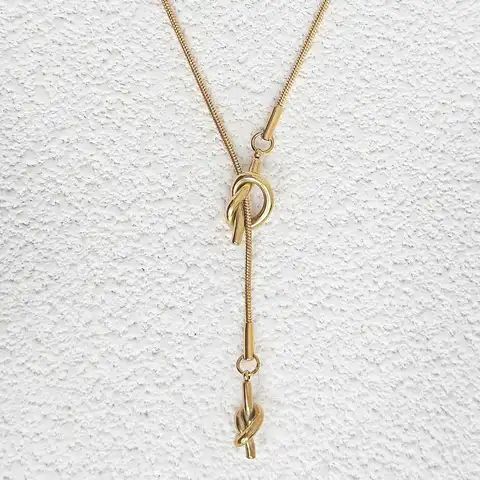 Light Luxury Versatile Long Sweater Chain Necklace Simple Design Necklace Titanium - Stainless Steel jewelry made by BlueOne Jewelry