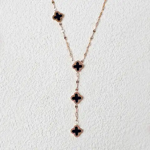 Titanium Steel Jewelry Four-leaf Clover Collarbone Chain Non-allergic Lip Chain Niche - Stainless Steel jewelry made by BlueOne Jewelry