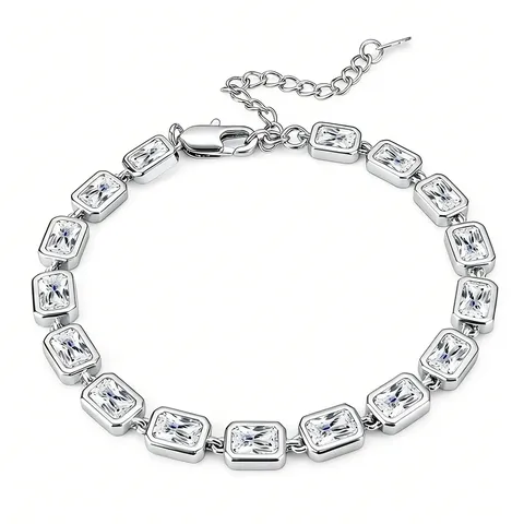 Luxury Adjustable Geometric Hand Jewelry Copper-set Zircon Charm Bracelet - Brass jewelry made by BlueOne Jewelry