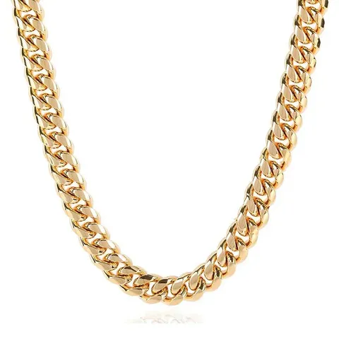 Luxury Hip Hop Jewelry Gold Chunky Cuban Chain Necklace for Men - Plated Brass jewelry made by BlueOne Jewelry