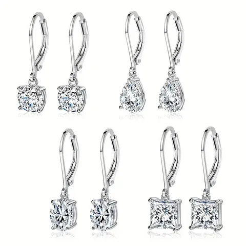 Fashion Zircon Earrings Four Pairs Set Elegant High-level Niche Earrings Female - Plated Brass jewelry made by BlueOne Jewelry