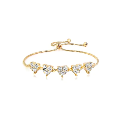 Micro-zirconia Temperament Hand Jewelry Women Niche Design Adjustable Pull-out Love Heart Charm Bracelet - Plated Brass jewelry made by BlueOne Jewelry