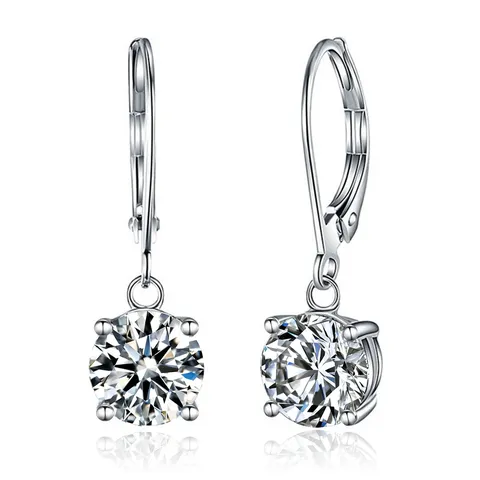 Moissanite Earrings Four-prong Diamond Stud Earrings Classic Fashion Earrings - Plated Brass jewelry made by BlueOne Jewelry
