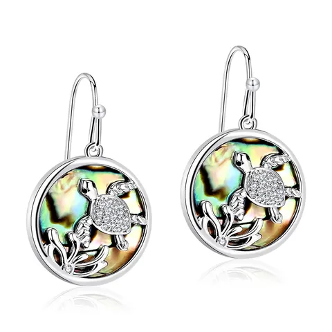 Natural Texture Abalone Shell Earrings Personalized Accessories Female Sources - Plated Brass jewelry made by BlueOne Jewelry