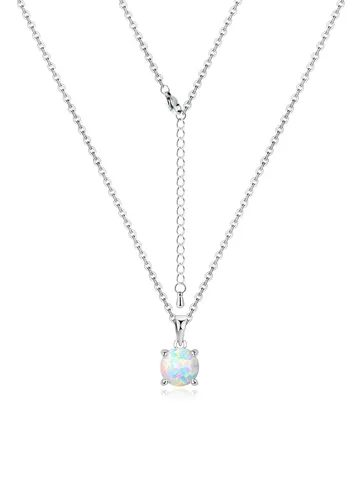 Necklace Female Set Opal Pendant Japan and South Korea Fashion Simple - Plated Brass jewelry made by BlueOne Jewelry
