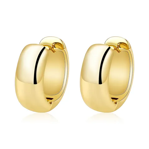 : Elegant Glossy Geometric U-shaped Ear Cuff with Circular Hoop – Hoop Earrings - Plated Brass jewelry made by BlueOne Jewelry