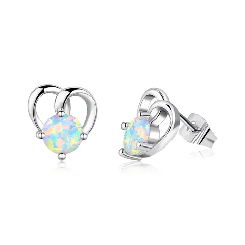 Earrings Europe and the United States Fashion Creative White Auburn Heart-shaped - Plated Brass jewelry made by BlueOne Jewelry