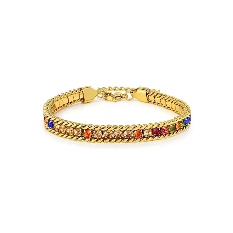 Minimalist Models Stainless Steel Colored Diamonds Zirconia Do Not Lose Color with Charm Bracelet - Stainless Steel jewelry made by BlueOne Jewelry