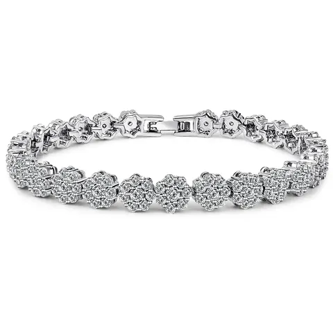 Full of Zirconia Bracelet Female Flower Chain Hand Jewelry - Plated Brass jewelry made by BlueOne Jewelry