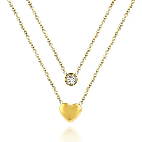 Korean Version of the Titanium Steel Necklace Female Gold Double Heart Collarbone Chain - Stainless Steel jewelry made by BlueOne Jewelry