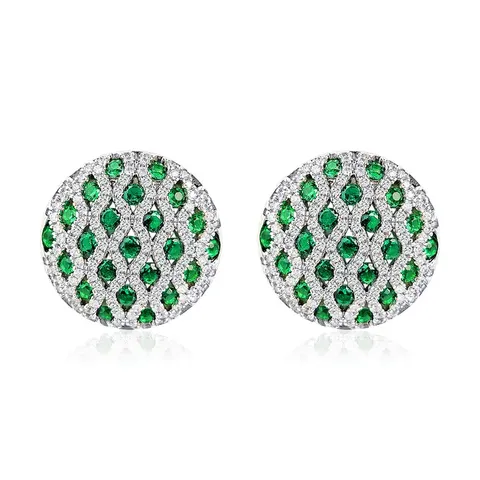 Models Versatile Niche Jewelry Simple Natural Earrings Full Green Zirconia Earrings - Plated Brass jewelry made by BlueOne Jewelry