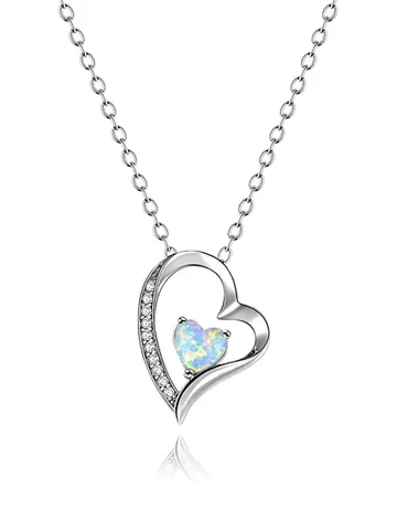 Opal Pendant Colorless Anti-allergy Collarbone Necklace Personalized Fashion Female Jewelry Opal Collarbone Chain - Plated Brass jewelry made by BlueOne Jewelry