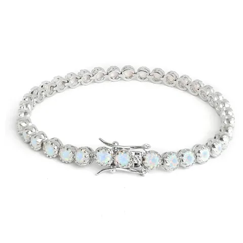Roman Opal Bracelet Woman Inlaid Opal Silver Bracelet - Plated Brass jewelry made by BlueOne Jewelry