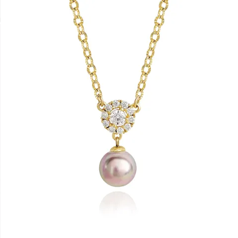 Single Pearl Necklace Versatile Niche Design Senior Sense Zirconia Sweater Chain - Plated Brass jewelry made by BlueOne Jewelry