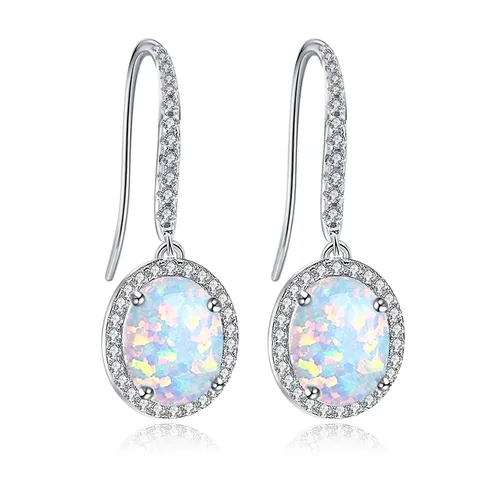 Opal Women’s Stud Earrings European and American Vintage Personalized Inlaid Opal - Plated Brass jewelry made by BlueOne Jewelry