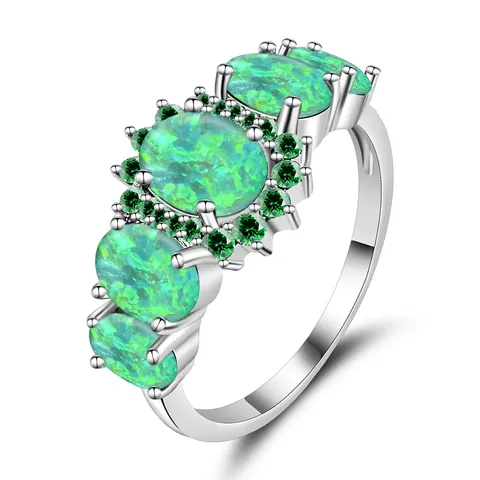 Opal Ring Oval Set Zirconia Auburn Temperament Women’s Ring - Plated Brass jewelry made by BlueOne Jewelry