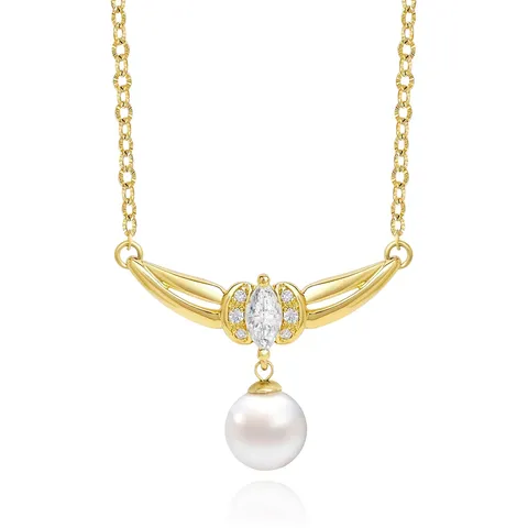Pearl Necklace Light Luxury Sense Necklace Female Tide Temperament Personality - Plated Brass jewelry made by BlueOne Jewelry