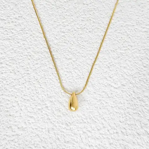 Premium Feeling Temperament Chubby Necklace INS Stainless Steel Solid Teardrop Snake Y-Necklace - Stainless Steel jewelry made by BlueOne Jewelry