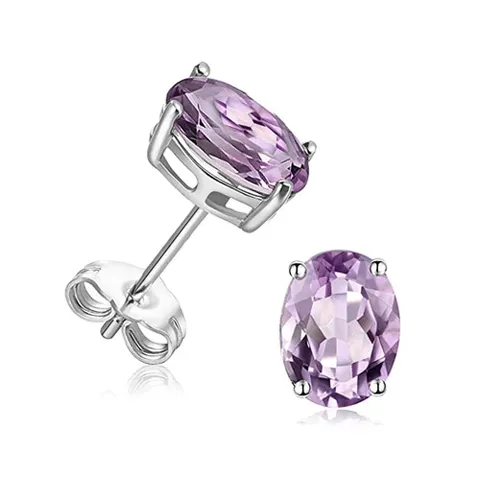 Purple Gemstone Sterling Silver Stud Earrings for Women Hypoallergenic - 925 Sterling Silver jewelry made by BlueOne Jewelry