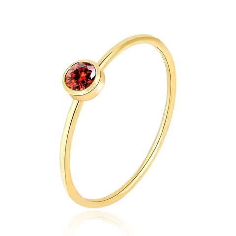 Red Zirconia Ring Ladies Fashion Stainless Steel Ring Niche Simple Tail - Stainless Steel jewelry made by BlueOne Jewelry