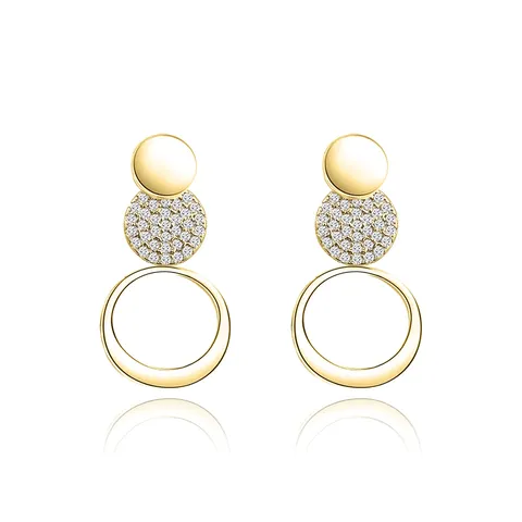 Round Earrings Korea Temperament Long Paragraph Flash Diamond Personality Earrings Female - Plated Brass jewelry made by BlueOne Jewelry