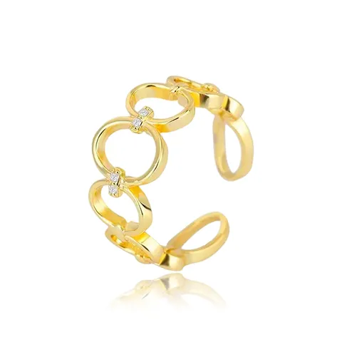 Round Skeleton Ring Women’s Europe and the United States Personalized Open-ended - Plated Brass jewelry made by BlueOne Jewelry
