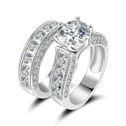 Set of Two Rings Full of Diamonds Luxury Haute Diamond Ring - Plated Brass jewelry made by BlueOne Jewelry