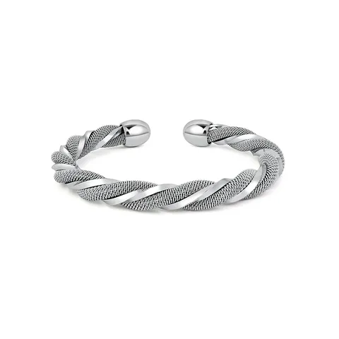 Silver-plated Fashion Square Twisted Edge Bracelet Korean Bracelets - Plated Brass jewelry made by BlueOne Jewelry