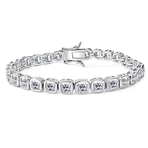 Simple Light Luxury Diamond-set Square Geometric Buckle Bracelet in Europe and - Plated Brass jewelry made by BlueOne Jewelry