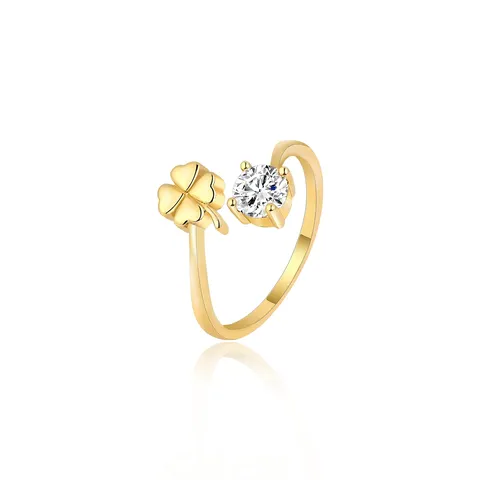 Simple Personalized Versatile Cut Titanium Four-leaf Clover Ring - Plated Brass jewelry made by BlueOne Jewelry