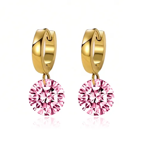 Single Diamond Earrings Korean Version of the Temperament of Light Luxury - Plated Brass jewelry made by BlueOne Jewelry