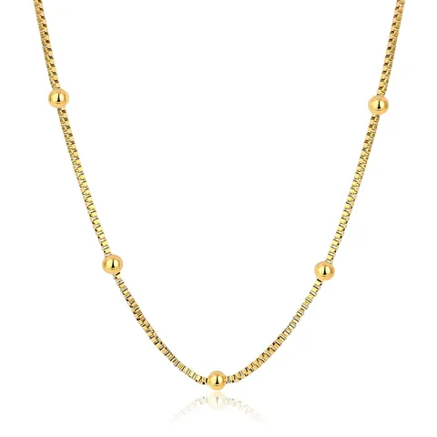 Small Beads Titanium Steel Necklace Simple Personalized Gold Necklace Valentine’s Day - Stainless Steel jewelry made by BlueOne Jewelry