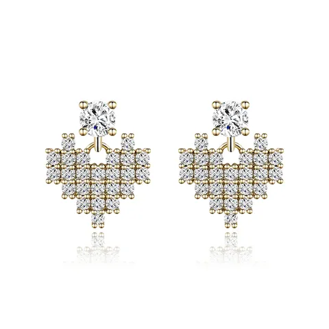 Small Fresh Series Micro-set Zirconia Full of Diamonds Love Earrings Female - Plated Brass jewelry made by BlueOne Jewelry