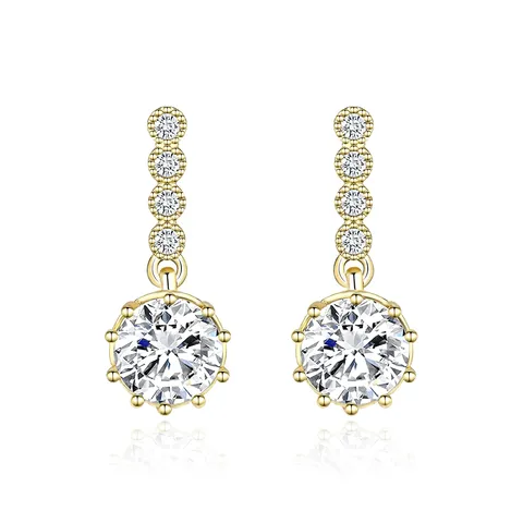 Small Fresh Simple Shining Zirconia Women’s Fashion Earrings Copper Plated Real - Brass jewelry made by BlueOne Jewelry