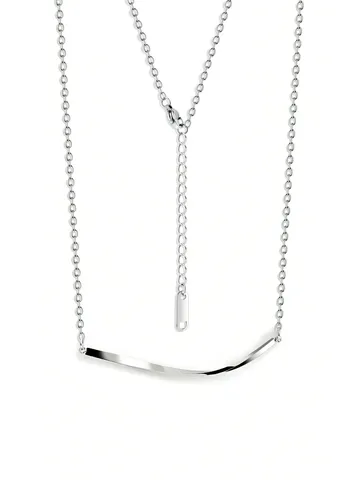 Smile Necklace 2024 Female Light Luxury Niche Design Sense Bent Tube Collarbone Chain - Stainless Steel jewelry made by BlueOne Jewelry