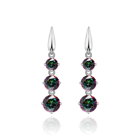 Spring and Summer Korean Version of the Shiny Color Zirconia Ms Earrings - Plated Brass jewelry made by BlueOne Jewelry
