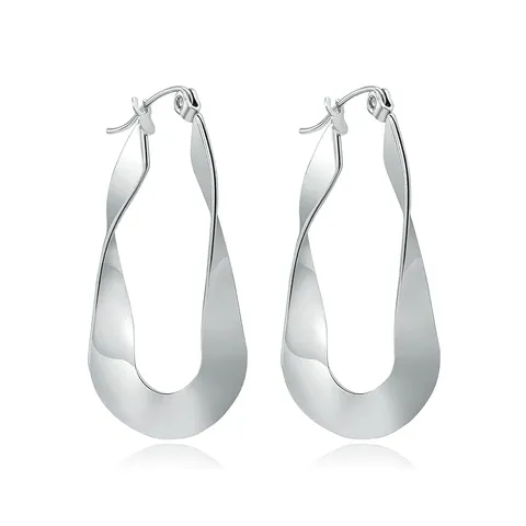 Stainless Steel Möbius Earrings Geometric Minimalist Glossy Twisted Earrings Women’s Earrings - Stainless Steel jewelry made by BlueOne Jewelry