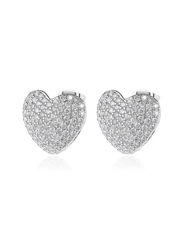 Summer Fashion Heart-shaped Women’s Earrings Full Diamond Zirconia Inlaid Geometric Love - Plated Brass jewelry made by BlueOne Jewelry