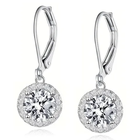 Super Flash Round Zirconia Ear Hook Temperament Commuting Earrings Korean Version - Plated Brass jewelry made by BlueOne Jewelry