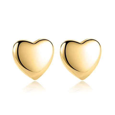 Sweet Fashion Mini Peach Heart Love Glossy Small Gold Heart Earrings - Stainless Steel jewelry made by BlueOne Jewelry