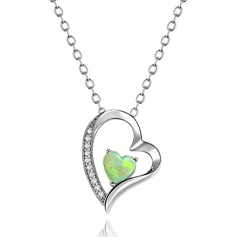 The Opal Pendant Does Not Lose Color Anti-allergy Collarbone Necklace Personalized Collarbone Chain - Plated Brass jewelry made by BlueOne Jewelry