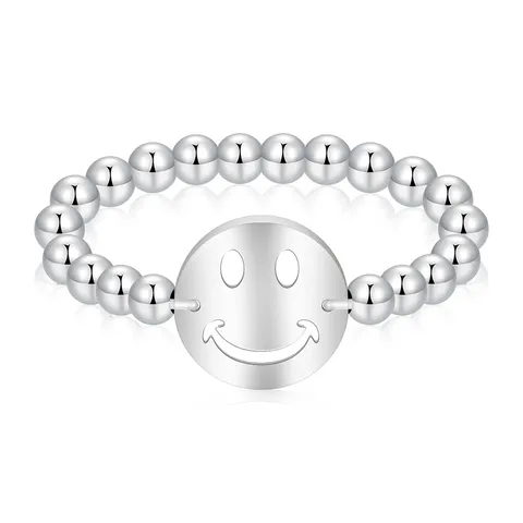 The Round Beaded Smiley Face Ring Is a Versatile and Elegant - Plated Brass jewelry made by BlueOne Jewelry