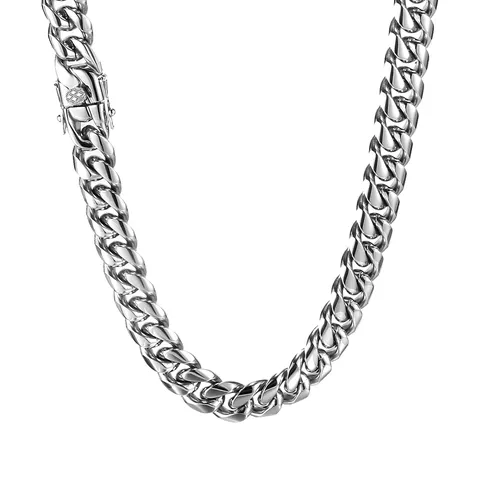 Titanium Steel Tap Buckle Cuban Chain Tap Buckle Hip Hop Men’s Cuban Link Necklace - Stainless Steel jewelry made by BlueOne Jewelry
