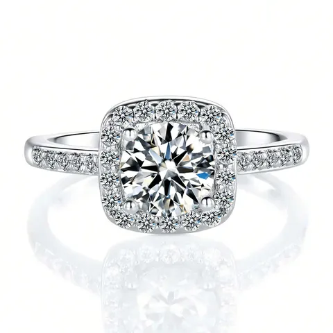 Trending Moissanite Ring Minimalist Luxury Single-row Stackable Band Stacking Ring Set - Plated Brass jewelry made by BlueOne Jewelry