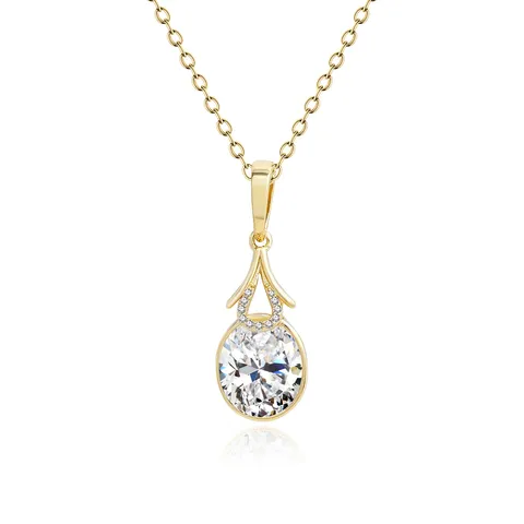 Water Drop-shaped Zirconia Simple Light Luxury Temperament Necklace Women’s Daily Versatile Collarbone Chain - Stainless Steel jewelry made by BlueOne Jewelry