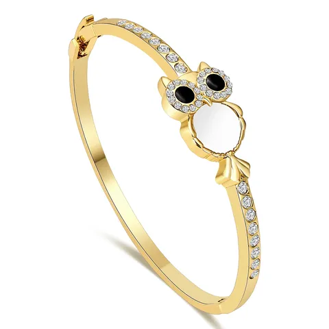 Women’s High-class Feel Hand Jewelry Colorless Jewelry Micro-set Zirconia Owl Bracelet - Plated Brass jewelry made by BlueOne Jewelry